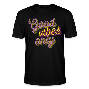 Good vibes only Männer & Frauen Hoodies,Accessoire - Stanley/Stella Unisex Bio-T-Shirt CRAFTER - Schwarz - Vorne - Alina (178cm) & Michal (187cm)