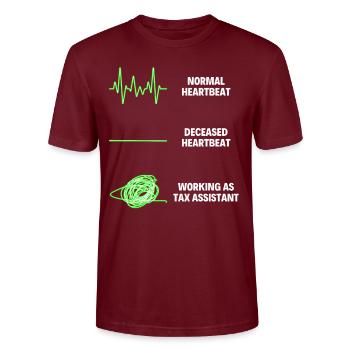 Funny Tax Assistant Worker Funny Tax Accountant - Stanley/Stella Unisex Bio-T-Shirt CRAFTER - Burgunderrot - Vorne - Alina (178cm) & Michal (187cm)