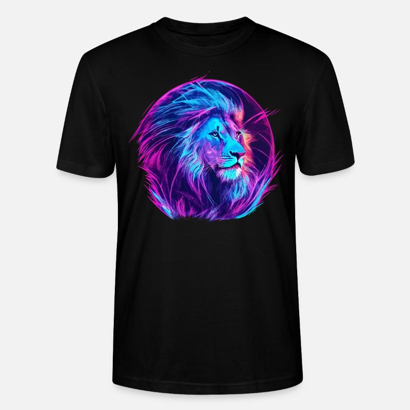Lion Vaporwave EDM - T-shirt bio CRAFTER Stanley Stella Unisexe - noir