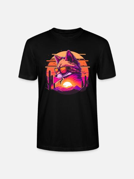 Synthwave Fox Sunset - Stanley/Stella Unisex Bio-T-Shirt CRAFTER - Schwarz