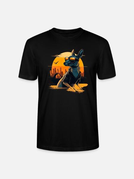 Cool kangaroo with sunglasses - Stanley/Stella CRAFTER Unisex Organic T-Shirt - black
