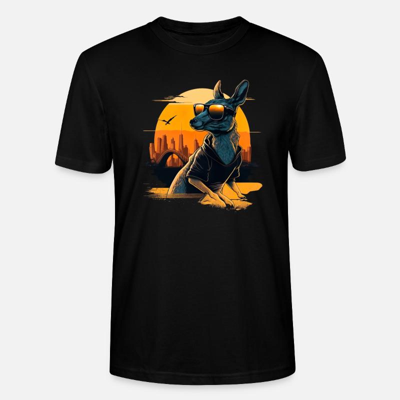 Cooles Känguru mit Sonnenbrille - Stanley/Stella Unisex Bio-T-Shirt CRAFTER - Schwarz