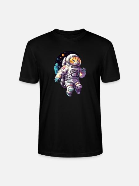 Cat Space Astronaut - Stanley/Stella CRAFTER Unisex Organic T-Shirt - black