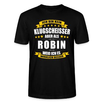 Name Robin Vorname Klugscheisser Namenstag - Stanley/Stella Unisex Bio-T-Shirt CRAFTER - Schwarz - Vorne - Alina (178cm) & Michal (187cm)