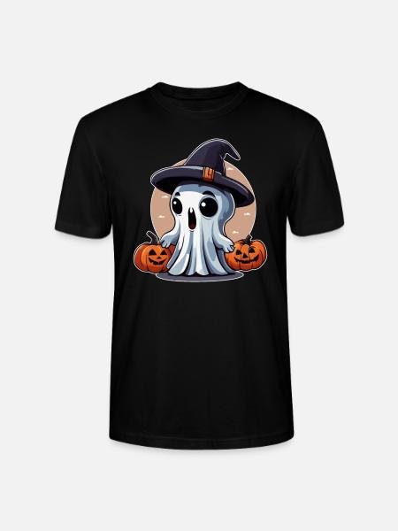 Little Ghost with Pumpkins - Stanley/Stella CRAFTER Unisex Organic T-Shirt - black