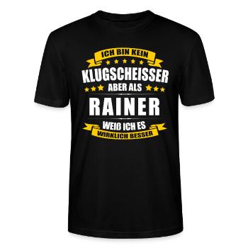 Name Rainer Vorname Klugscheisser Namenstag - Stanley/Stella Unisex Bio-T-Shirt CRAFTER - Schwarz - Vorne - Alina (178cm) & Michal (187cm)