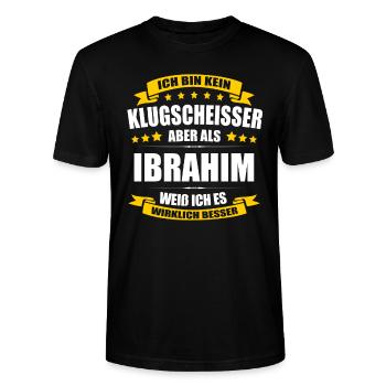 Name Ibrahim Vorname Klugscheisser Namenstag - Stanley/Stella Unisex Bio-T-Shirt CRAFTER - Schwarz - Vorne - Alina (178cm) & Michal (187cm)