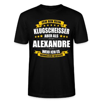 Name Alexandre Vorname Klugscheisser Namenstag - Stanley/Stella Unisex Bio-T-Shirt CRAFTER - Schwarz - Vorne - Alina (178cm) & Michal (187cm)