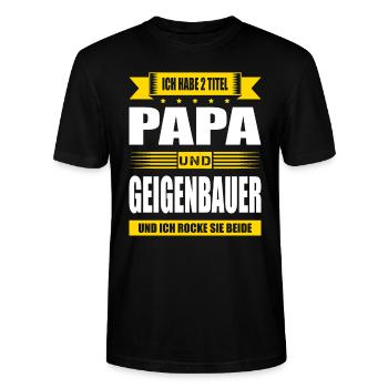 Zwei Titel Papa Und Geigenbauer Geigenbau - Stanley/Stella Unisex Bio-T-Shirt CRAFTER - Schwarz - Vorne - Alina (178cm) & Michal (187cm)