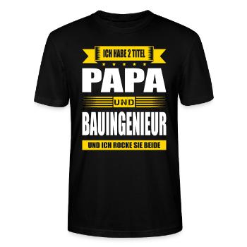 Zwei Titel Papa Und Bauingenieur Baustelle - Stanley/Stella Unisex Bio-T-Shirt CRAFTER - Schwarz - Vorne - Alina (178cm) & Michal (187cm)