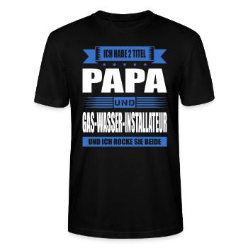 Zwei Titel Papa Und Gas-Wasser-Installateur - Stanley/Stella Unisex Bio-T-Shirt CRAFTER - Schwarz - Vorne - Alina (178cm) & Michal (187cm)