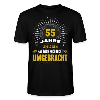 55 Hochzeitstag Mann 55 Jahre Ehe Platinhochzeit - Stanley/Stella Unisex Bio-T-Shirt CRAFTER - Schwarz - Vorne - Alina (178cm) & Michal (187cm)