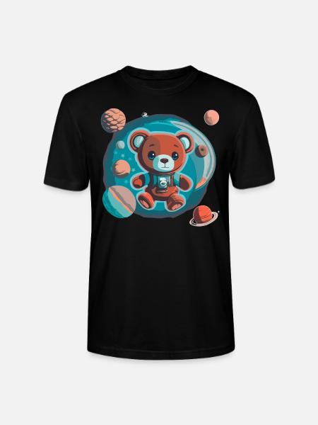 Space Explorer Teddy Bear - Stanley/Stella CRAFTER Unisex Organic T-Shirt - black