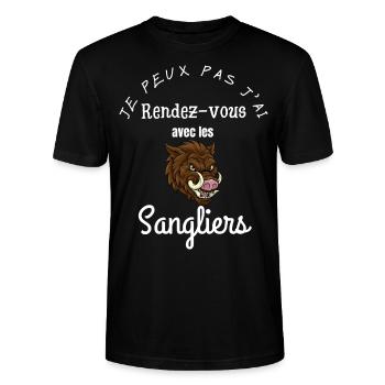 je peux pas j ai rendez vous avec les sangliers - T-shirt bio CRAFTER Stanley Stella Unisexe - noir - Devant - Alina (178cm) & Michal (187cm)