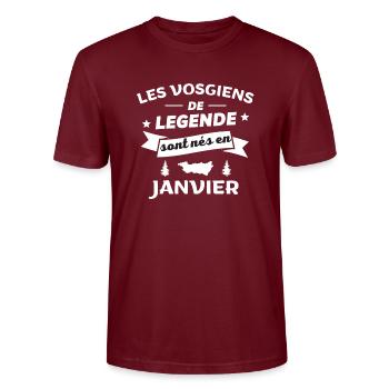 les vosgiens de legende nés en janvier - T-shirt bio CRAFTER Stanley Stella Unisexe - bordeaux - Devant - Alina (178cm) & Michal (187cm)