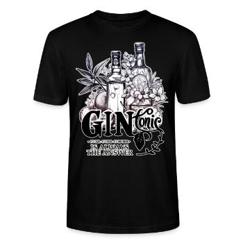 Dry Gin Botanicals black and white - Stanley/Stella Unisex Bio-T-Shirt CRAFTER - Schwarz - Vorne - Alina (178cm) & Michal (187cm)