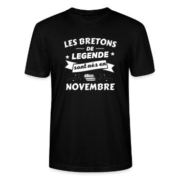 les bretons de legende nés en novembre - T-shirt bio CRAFTER Stanley Stella Unisexe - noir - Devant - Alina (178cm) & Michal (187cm)