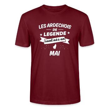 les ardechois de legende nés en mai - T-shirt bio CRAFTER Stanley Stella Unisexe - bordeaux - Devant - Alina (178cm) & Michal (187cm)