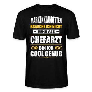 Markenklamotten Brauche Ich Nicht Chefarzt Arzt - Stanley/Stella Unisex Bio-T-Shirt CRAFTER - Schwarz - Vorne - Alina (178cm) & Michal (187cm)