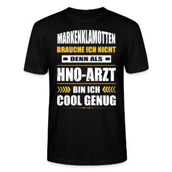 Markenklamotten Brauche Ich Nicht HNO-Arzt Arzt - Stanley/Stella Unisex Bio-T-Shirt CRAFTER - Schwarz - Vorne - Alina (178cm) & Michal (187cm)