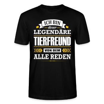 Dieser Legendäre Tierfreund Von Dem Alle Reden - Stanley/Stella Unisex Bio-T-Shirt CRAFTER - Schwarz - Vorne - Alina (178cm) & Michal (187cm)