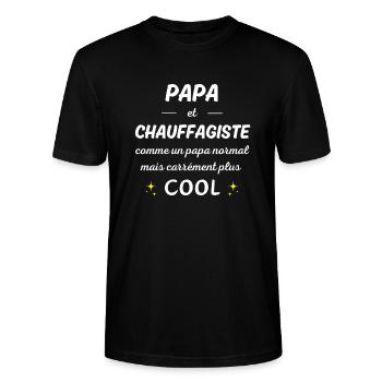 papa et chauffagiste papa plus cool - T-shirt bio CRAFTER Stanley Stella Unisexe - noir - Devant - Alina (178cm) & Michal (187cm)