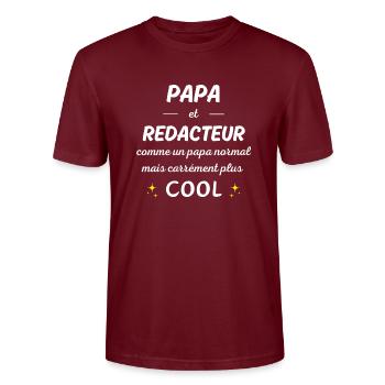 papa et redacteur papa normal plus cool - T-shirt bio CRAFTER Stanley Stella Unisexe - bordeaux - Devant - Alina (178cm) & Michal (187cm)