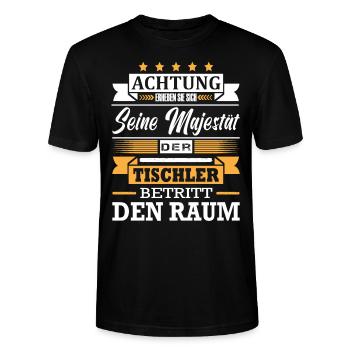 Achtung Seine Majestät Der Tischler Meister - Stanley/Stella Unisex Bio-T-Shirt CRAFTER - Schwarz - Vorne - Alina (178cm) & Michal (187cm)