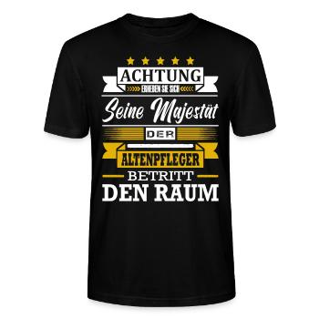 Achtung Seine Majestät Der Altenpfleger Pfleger - Stanley/Stella Unisex Bio-T-Shirt CRAFTER - Schwarz - Vorne - Alina (178cm) & Michal (187cm)