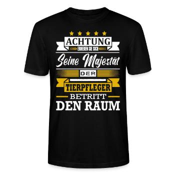 Achtung Seine Majestät Der Tierpfleger Tierpflege - Stanley/Stella Unisex Bio-T-Shirt CRAFTER - Schwarz - Vorne - Alina (178cm) & Michal (187cm)