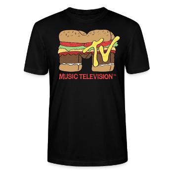 MTV Music Television Logo De Burger - T-shirt bio CRAFTER Stanley Stella Unisexe - noir - Devant - Alina (178cm) & Michal (187cm)