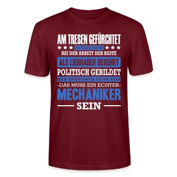 Mechaniker Am Tresen Gefürchtet Mechatroniker Auto - Stanley/Stella Unisex Bio-T-Shirt CRAFTER - Burgunderrot - Vorne - Alina (178cm) & Michal (187cm)