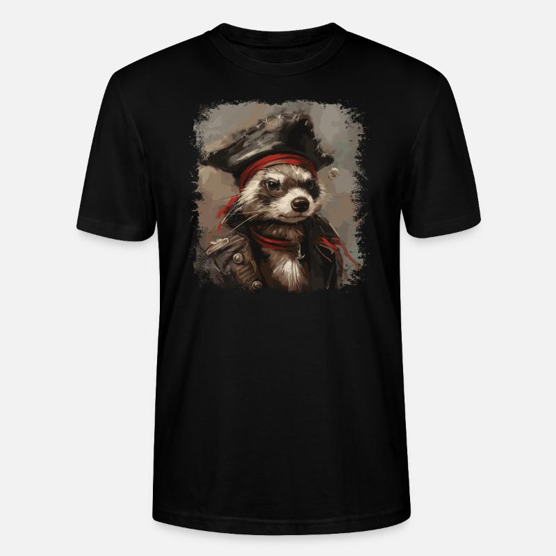 Frettchen Pirat - Stanley/Stella Unisex Bio-T-Shirt CRAFTER - Schwarz
