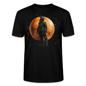 Mars's Cat - T-shirt bio CRAFTER Stanley Stella Unisexe - noir - Devant - Alina (178cm) & Michal (187cm)