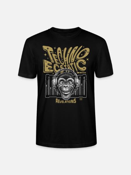 Techno-Tänzer Affen-DJ, T-Shirt - Stanley/Stella Unisex Bio-T-Shirt CRAFTER - Schwarz
