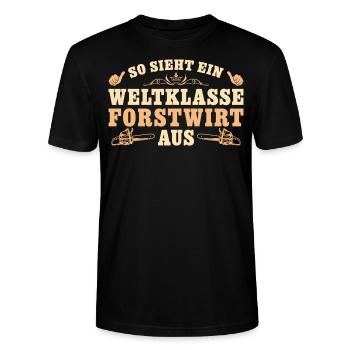 Holzfäller Weltklasse Forstwirt Geschenk - Stanley/Stella Unisex Bio-T-Shirt CRAFTER - Schwarz - Vorne - Alina (178cm) & Michal (187cm)