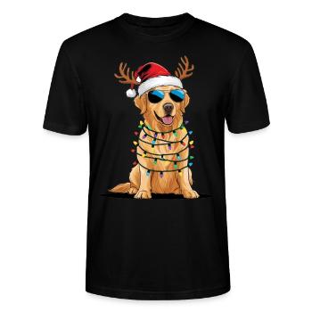 Christmas Golden Retriever - Stanley/Stella Unisex Bio-T-Shirt CRAFTER - Schwarz - Vorne - Alina (178cm) & Michal (187cm)