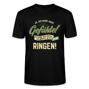 Gefuehle - ich moechte Sport - Ringen! - RAHMENLOS - Stanley/Stella Unisex Bio-T-Shirt CRAFTER - Schwarz - Vorne - Alina (178cm) & Michal (187cm)