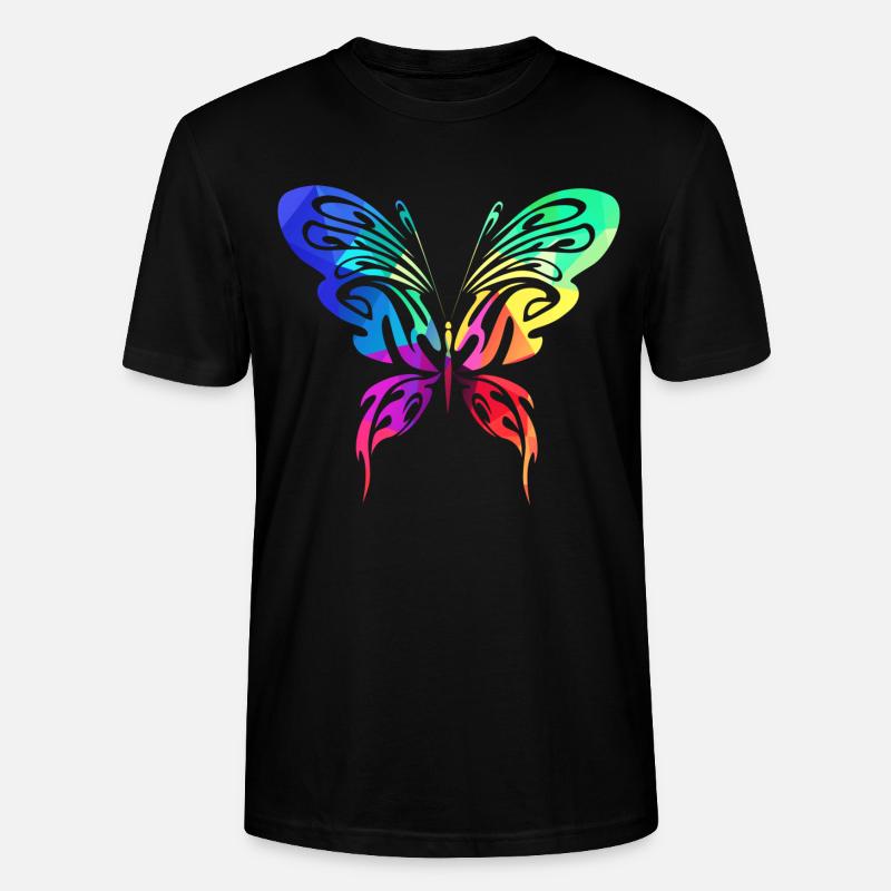 Bunter Sommervogel - Stanley/Stella Unisex Bio-T-Shirt CRAFTER - Schwarz