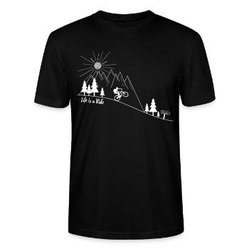 VTT VTT Vélo de montagne - T-shirt bio CRAFTER Stanley Stella Unisexe - noir - Devant - Alina (178cm) & Michal (187cm)