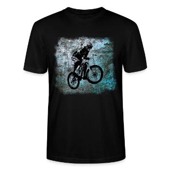 Mountainbiker Mountainbike Extremsport Geschenk - Stanley/Stella Unisex Bio-T-Shirt CRAFTER - Schwarz - Vorne - Alina (178cm) & Michal (187cm)