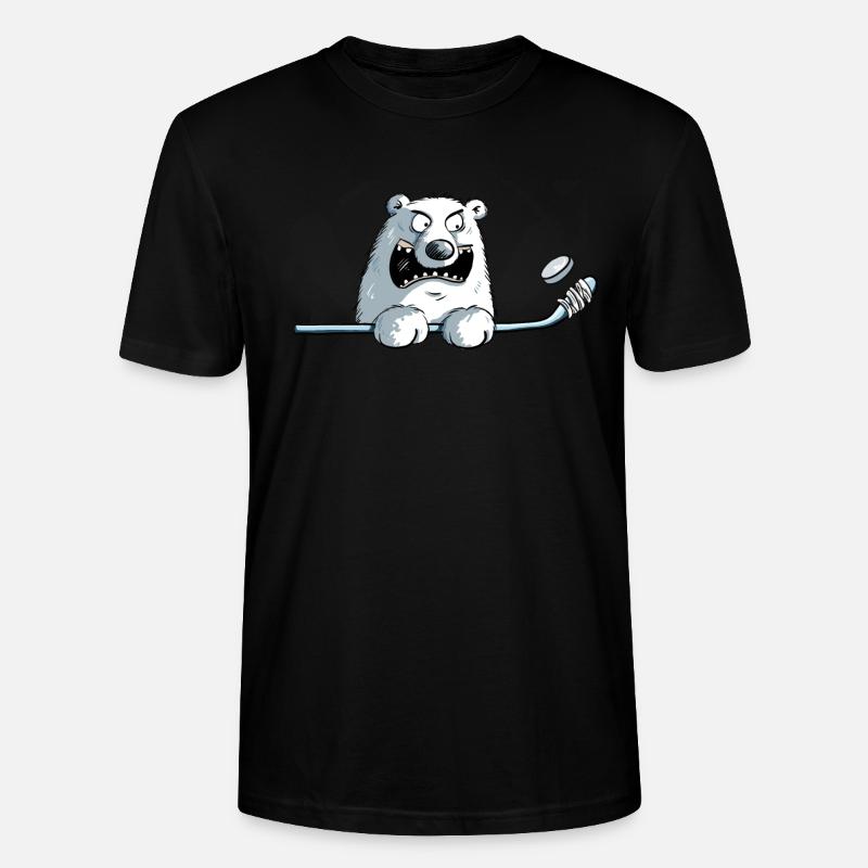 Cooler Eisbär Mit Eishockeyschläger I Eishockey - Stanley/Stella Unisex Bio-T-Shirt CRAFTER - Schwarz