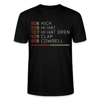 808 909 707 - Retro und kultige Drummaschinen - Stanley/Stella Unisex Bio-T-Shirt CRAFTER - Schwarz - Vorne - Alina (178cm) & Michal (187cm)