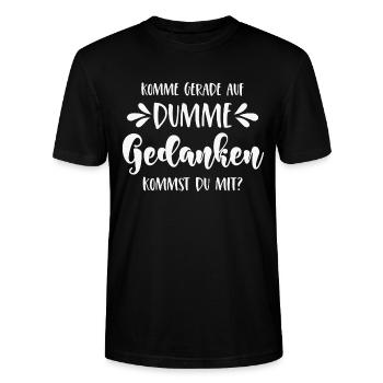 Komme gerade auf dumme Gedanken Kommst Du mit? - Stanley/Stella Unisex Bio-T-Shirt CRAFTER - Schwarz - Vorne - Alina (178cm) & Michal (187cm)