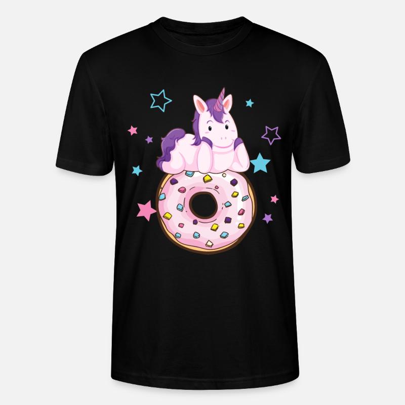 Einhorn mit Donut - Stanley/Stella Unisex Bio-T-Shirt CRAFTER - Schwarz