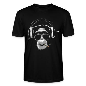 Schimpanse - Affe - Musik - Stanley/Stella Unisex Bio-T-Shirt CRAFTER - Schwarz - Vorne - Alina (178cm) & Michal (187cm)