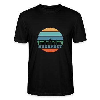 Wahrzeichen der Stadt Budapest Skyline Ungarn - Stanley/Stella Unisex Bio-T-Shirt CRAFTER - Schwarz - Vorne - Alina (178cm) & Michal (187cm)