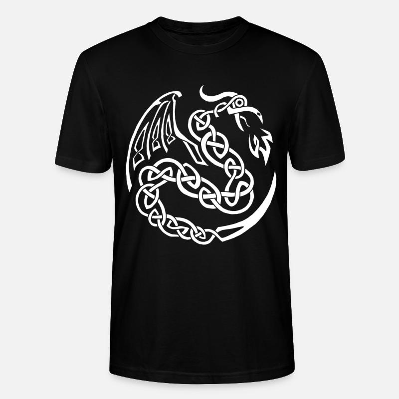 Weißer keltischer Drache - Stanley/Stella Unisex Bio-T-Shirt CRAFTER - Schwarz