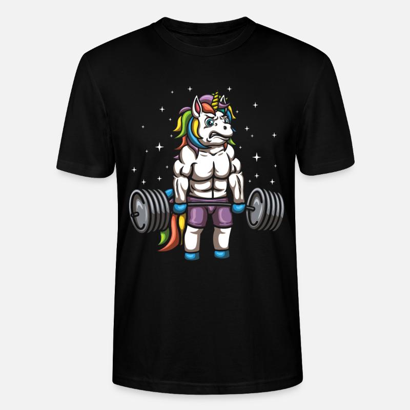 Deadlifting Einhorn - Stanley/Stella Unisex Bio-T-Shirt CRAFTER - Schwarz
