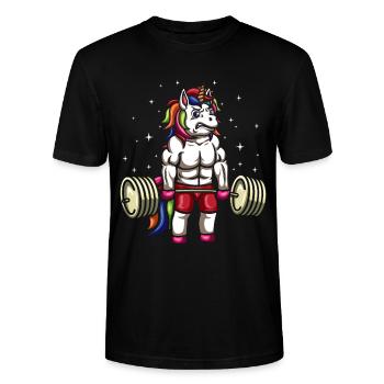 Licorne Haltérophile - T-shirt bio CRAFTER Stanley Stella Unisexe - noir - Devant - Alina (178cm) & Michal (187cm)